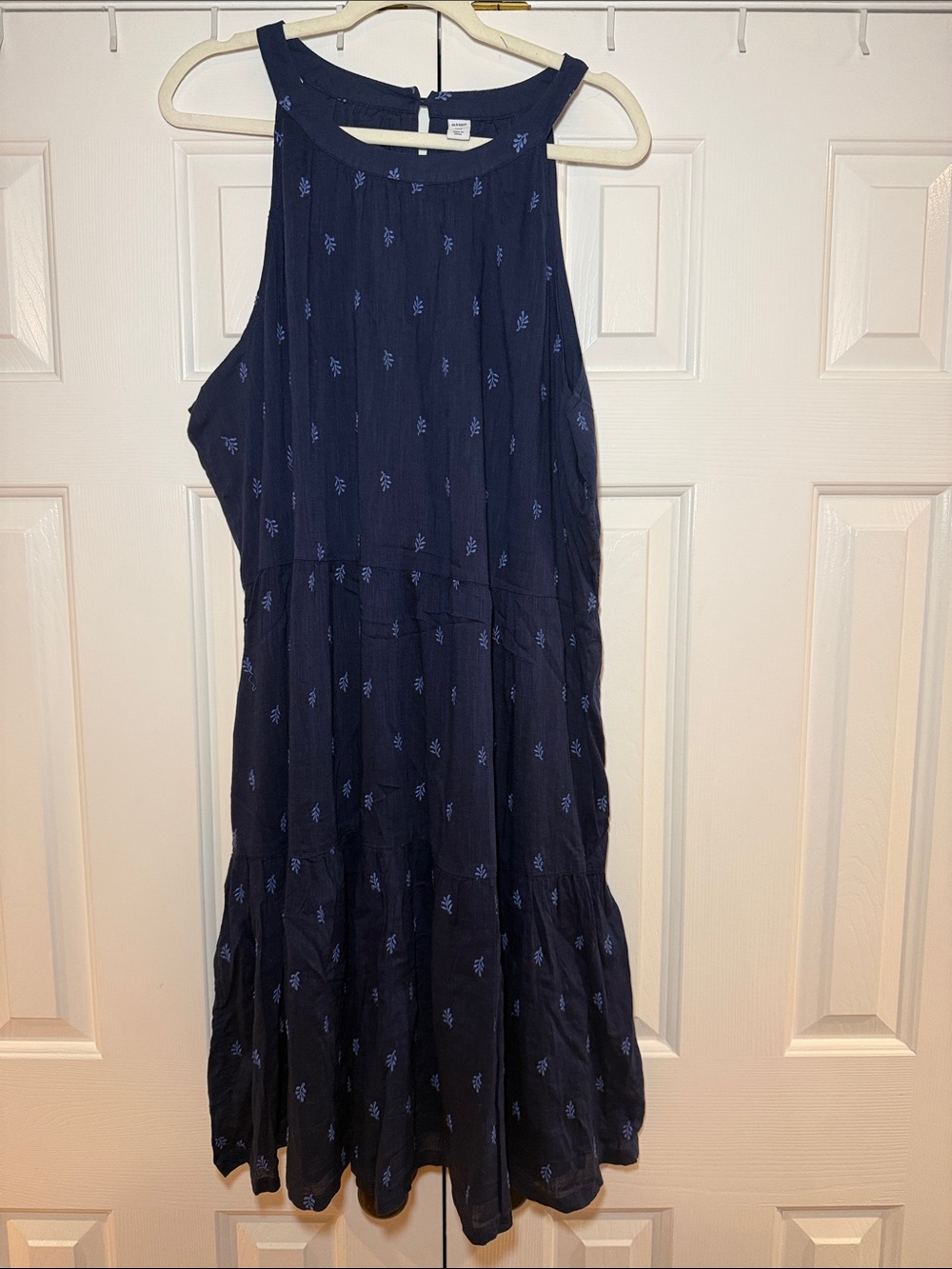 Old Navy Navy Blue Sleeveless Mini Dress with Small Light Blue Print XXL Tall